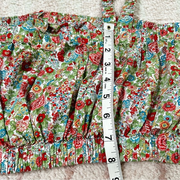 Roller Rabbit Multicolor Floral Crop Tank Top 70's Style Summer Size Medium Boho - Picture 9 of 9